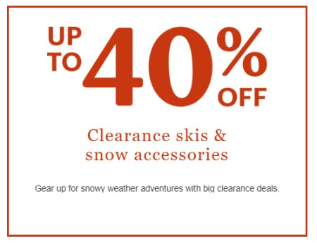 Up to 40% Off Clearance Skis & Snow Accessories