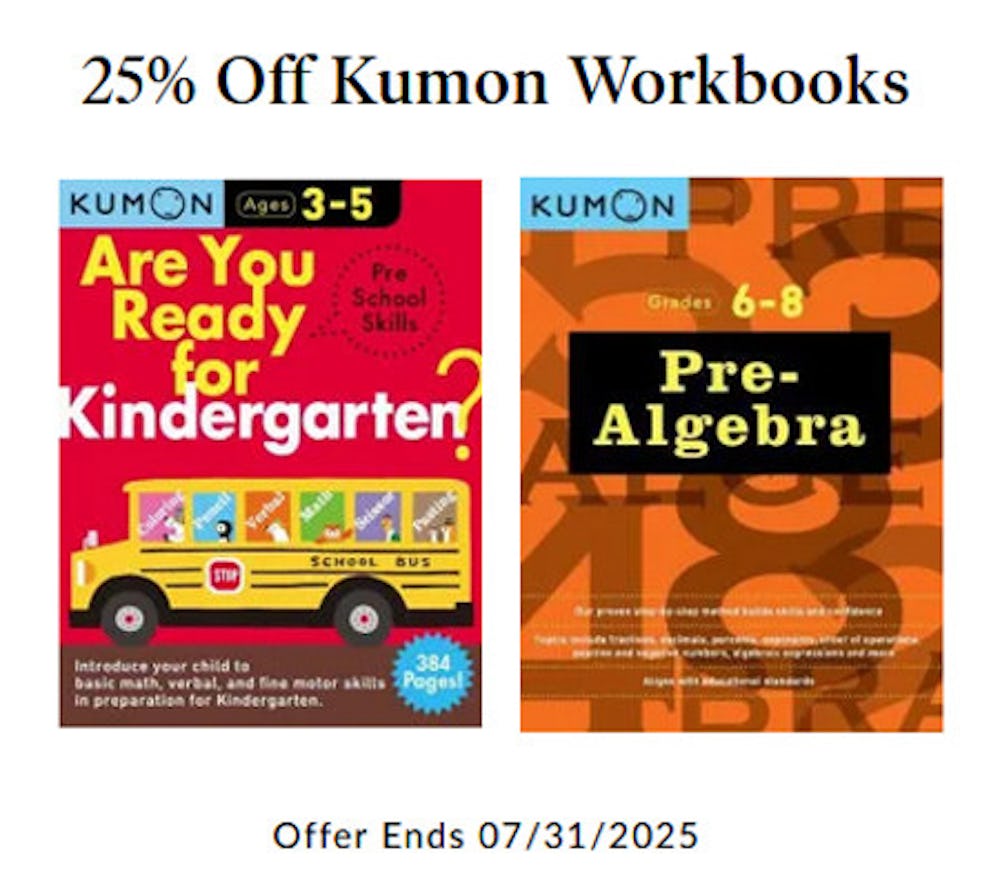 25% Off Kumon Workbooks
