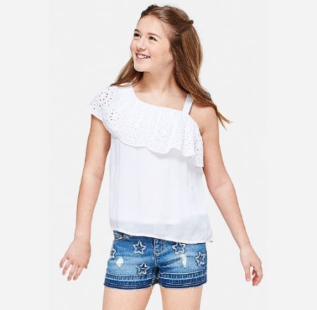Ruffle One Shoulder Top from Justice