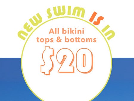 All Bikini Tops & Bottoms $20
