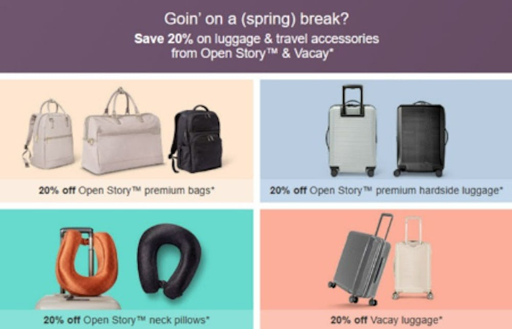 Save 20% on Luggage & Travel Accessories