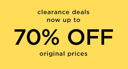 Clearance Deals Now Up to 70% off Original Prices