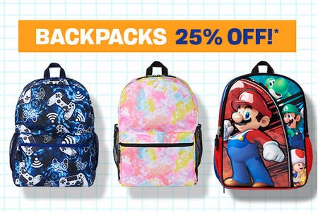 Backpacks 25% Off