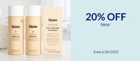 20% Off hims from The Vitamin Shoppe                      