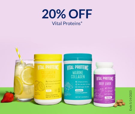 20% Off Vital Proteins from The Vitamin Shoppe                      