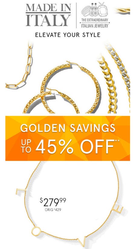 Golden Savings Up to 45% Off