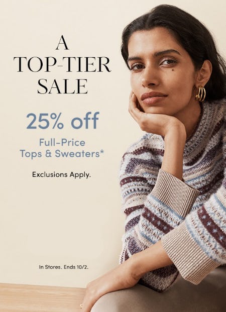 25% Off Full-Price Tops & Sweaters from Ann Taylor Loft