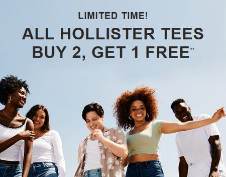 All Hollister Tees Buy 2, Get 1 Free from Hollister Co.