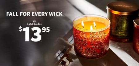 All 3-Wick Candles $13.95 from Bath & Body Works