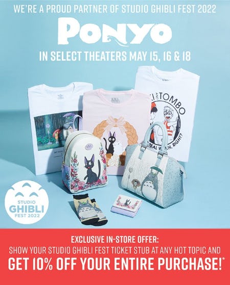 10% Off With Studio Ghibli Fest Ticket Stub In-Store from Hot Topic