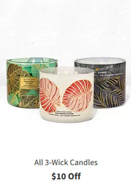All 3-Wick Candles $10 Off from Bath & Body Works