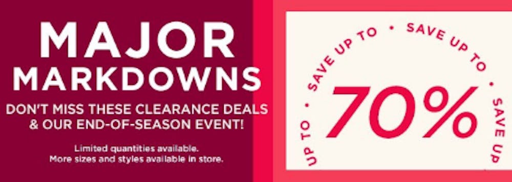 Major Markdowns Save Up to 70%