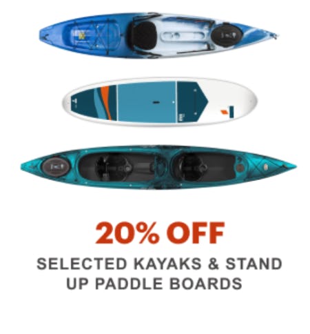 20% Off Selected Kayaks & Stand Up Paddle Boards from REI