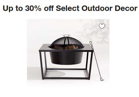 Up to 30% off Select Outdoor Decor from Crate & Barrel