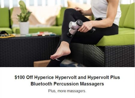 $100 Off Hyperice Hypervolt and Hypervolt Plus Bluetooth Percussion Massagers