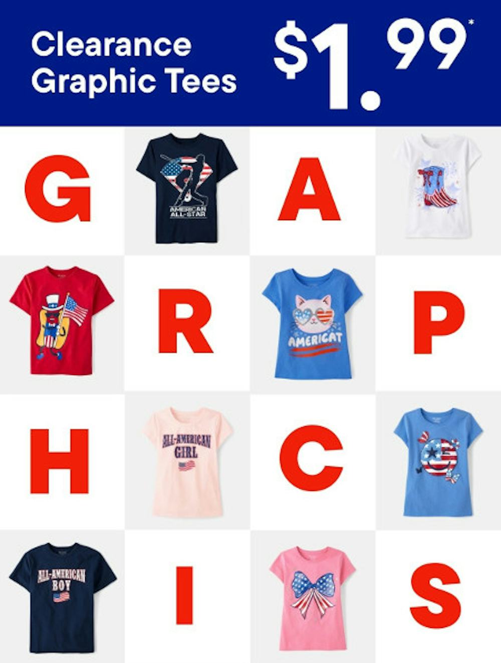 Clearance Graphic Tees $1.99