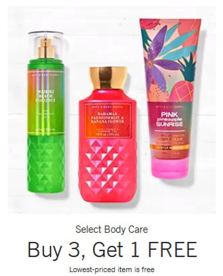 Buy 3, Get 1 Free Select Body Care at Bath &amp; Body Works