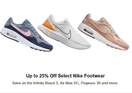Up to 25% Off Select Nike Footwear