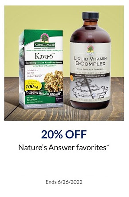 20% Off Nature's Answer Favorites from The Vitamin Shoppe                      