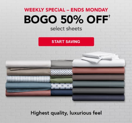 BOGO 50% Off Select Sheets from Sleep Number