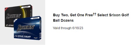 Buy Two, Get One Free Select Srixon Golf Ball Dozens from Golf Galaxy