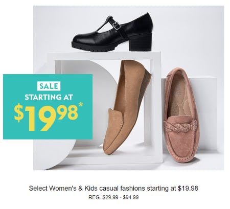 Select Women's & Kids Casual Fashions Starting at $19.98