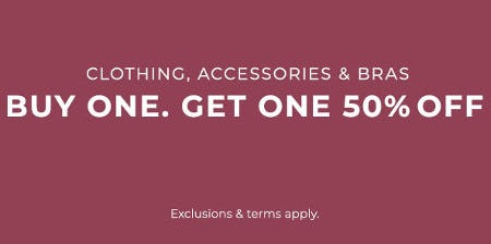 Clothing, Accessories & Bras Buy One, Get One 50% Off from Lane Bryant