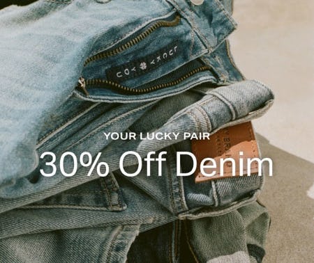 30% Off Denim from Lucky Brand Jeans