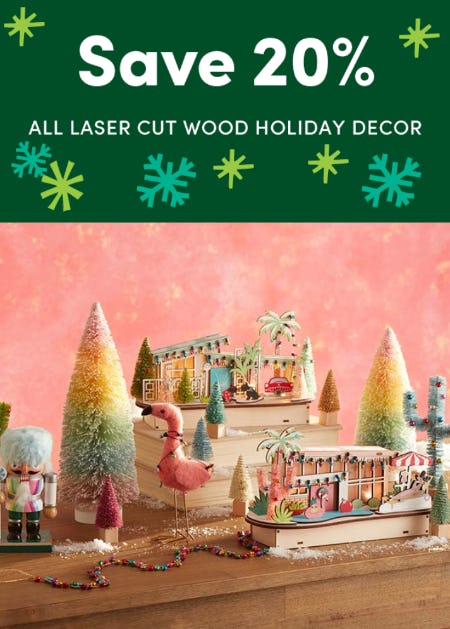 20% Off All Laser Cut Wood Holiday Decor from Cost Plus World Market