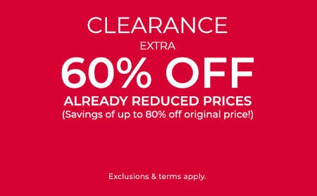 Extra 60% Off Already Reduced Prices