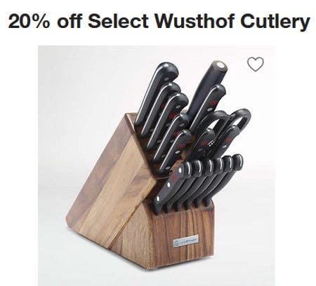 20% Off Select Wusthof Cutlery from Crate & Barrel