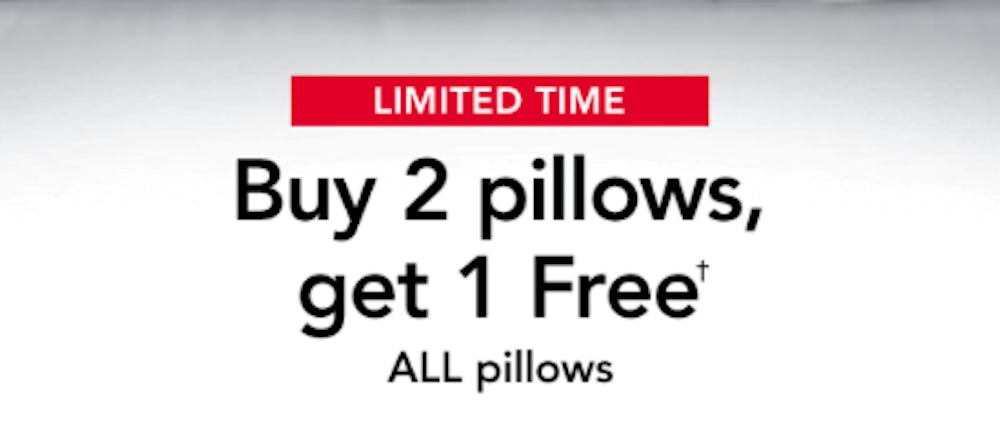 Buy 2 Pillows, Get 1 Free