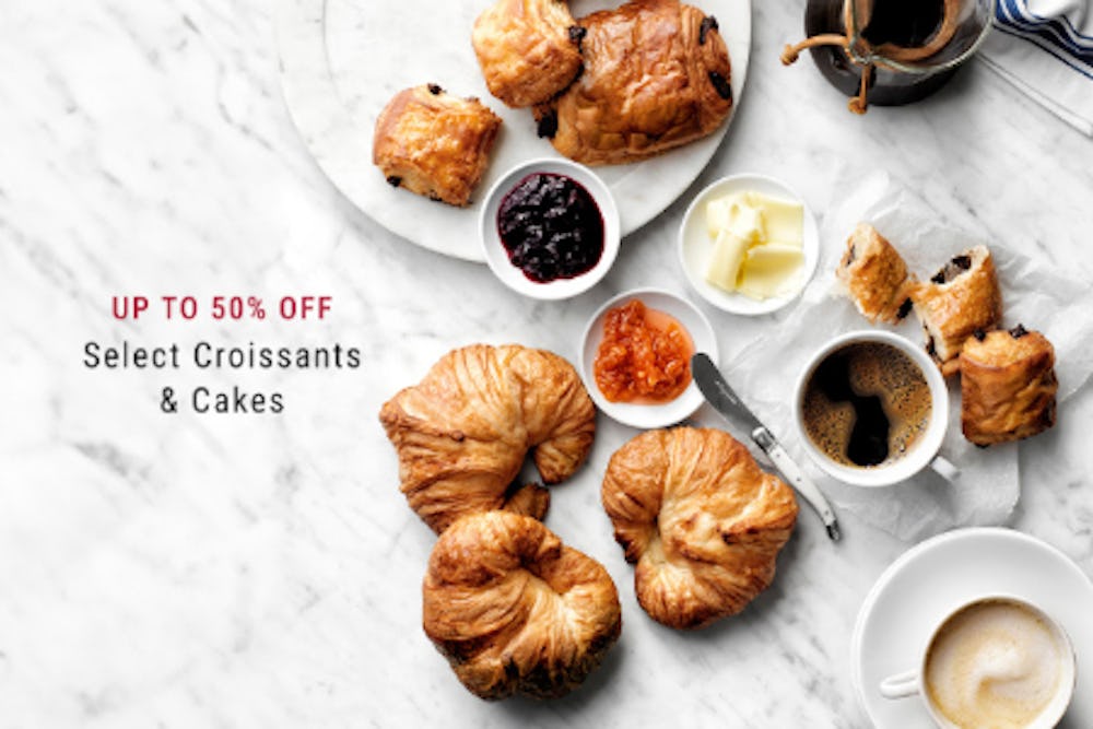 Up to 50% Off on Select Croissants & Cakes