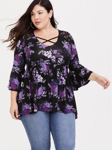 Super Soft Berry Strappy Babydoll Tee from Torrid