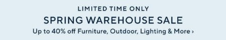 Spring Warehouse Sale Up to 40% Off from Pottery Barn