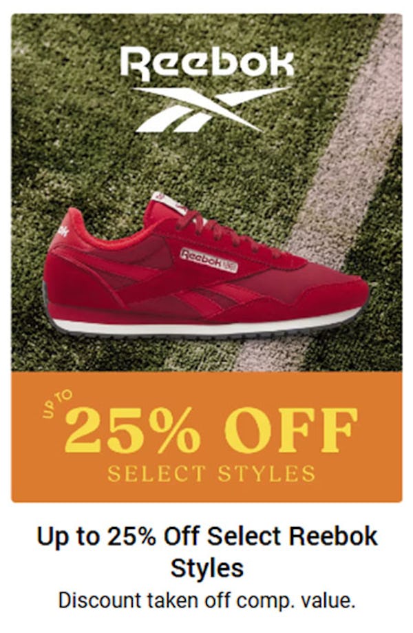 Up to 25% Off Select Reebok Styles