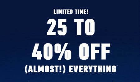 25 to 40% Off (Almost) Everything from HOLLISTER CALIFORNIA/GILLY HICKS