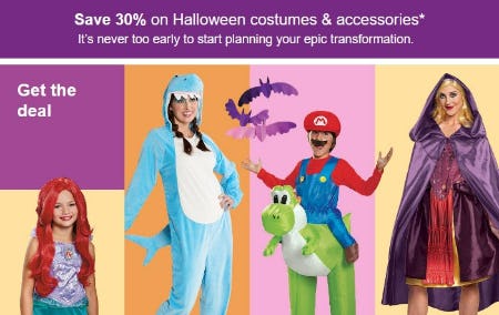 Save 30% on Halloween Costumes & Accessories