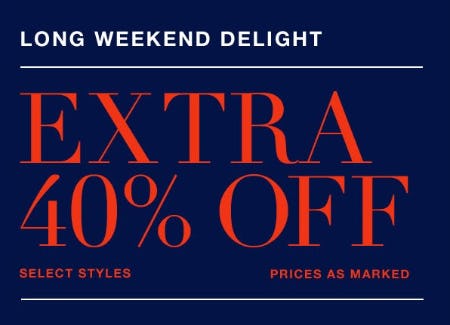 Extra 40% Off Long Weekend Delight from Everything But Water