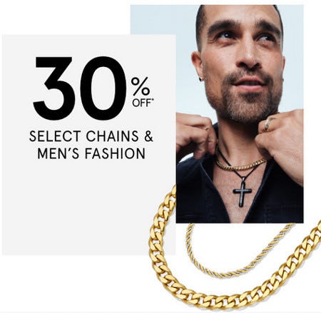 30% Off Select Chains and Men's Fashion from Zales