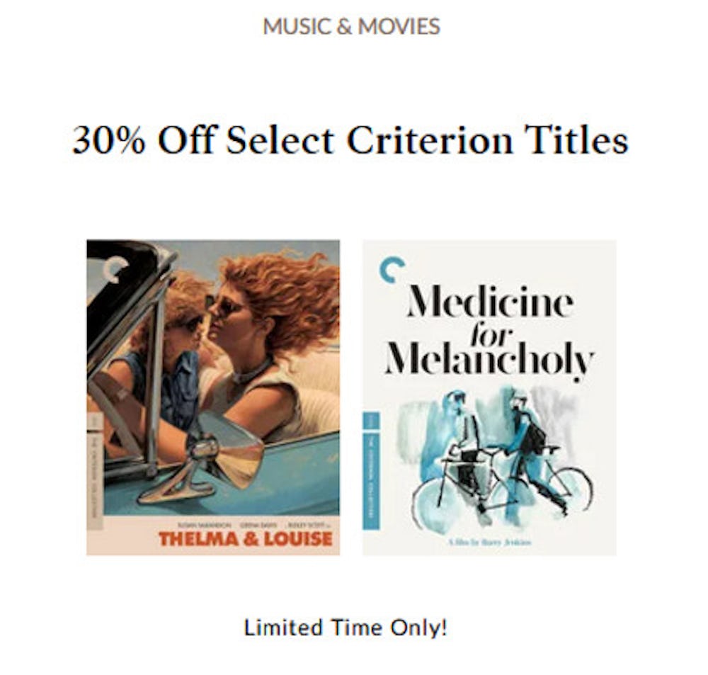 30% Off Select Criterion Titles